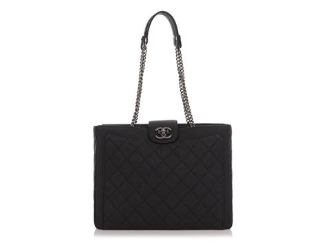 Chanel Matte Black Quilted Caviar Large Boy Tote Ruthenium 